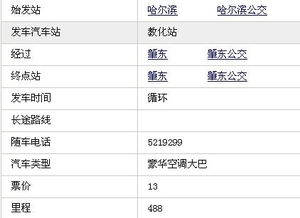 哈尔滨到南岗的汽车票价