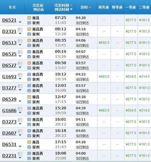 太原至泉州汽车票价解析