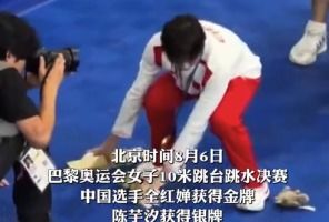 全红婵赛后看台上起娃娃雨